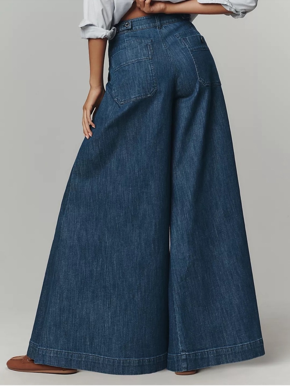 Pilcro Wide-Leg Denim Jeans in Deep Blue extra wide size 29 Anthropologie - Picture 3 of 8